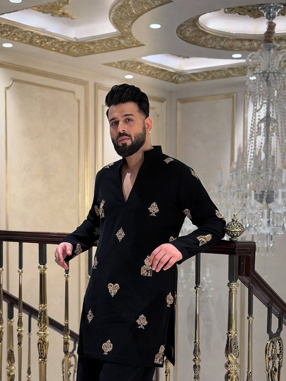 Black Thread  Embroidered Kurta Pyjama