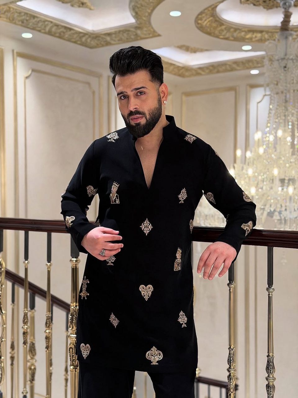 Black Thread  Embroidered Kurta Pyjama