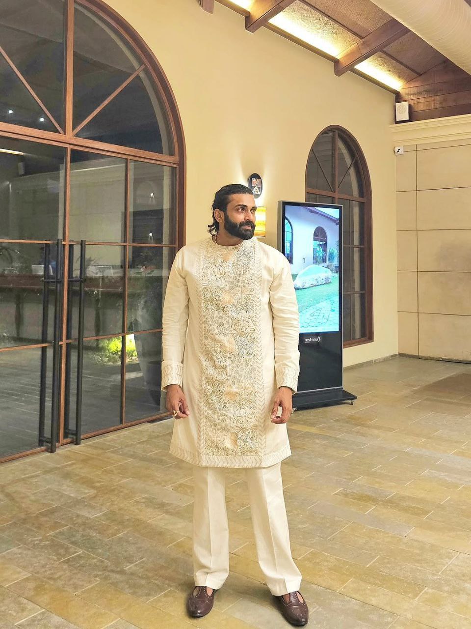 White Thread and Sequin Work Kurta