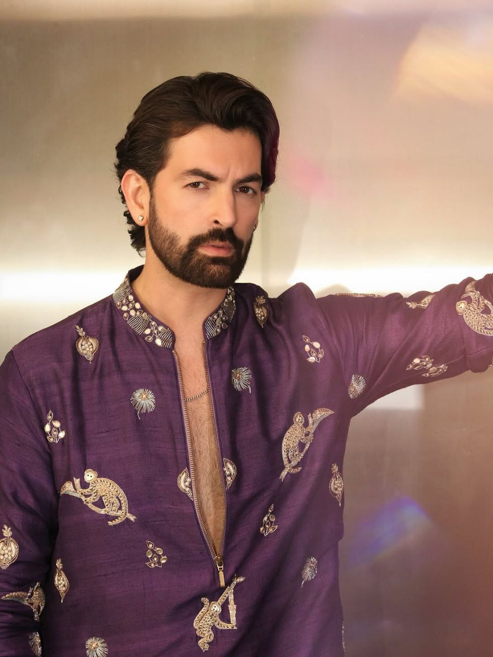 Regal Violet Heavy Embroidered Kurta Pajama.