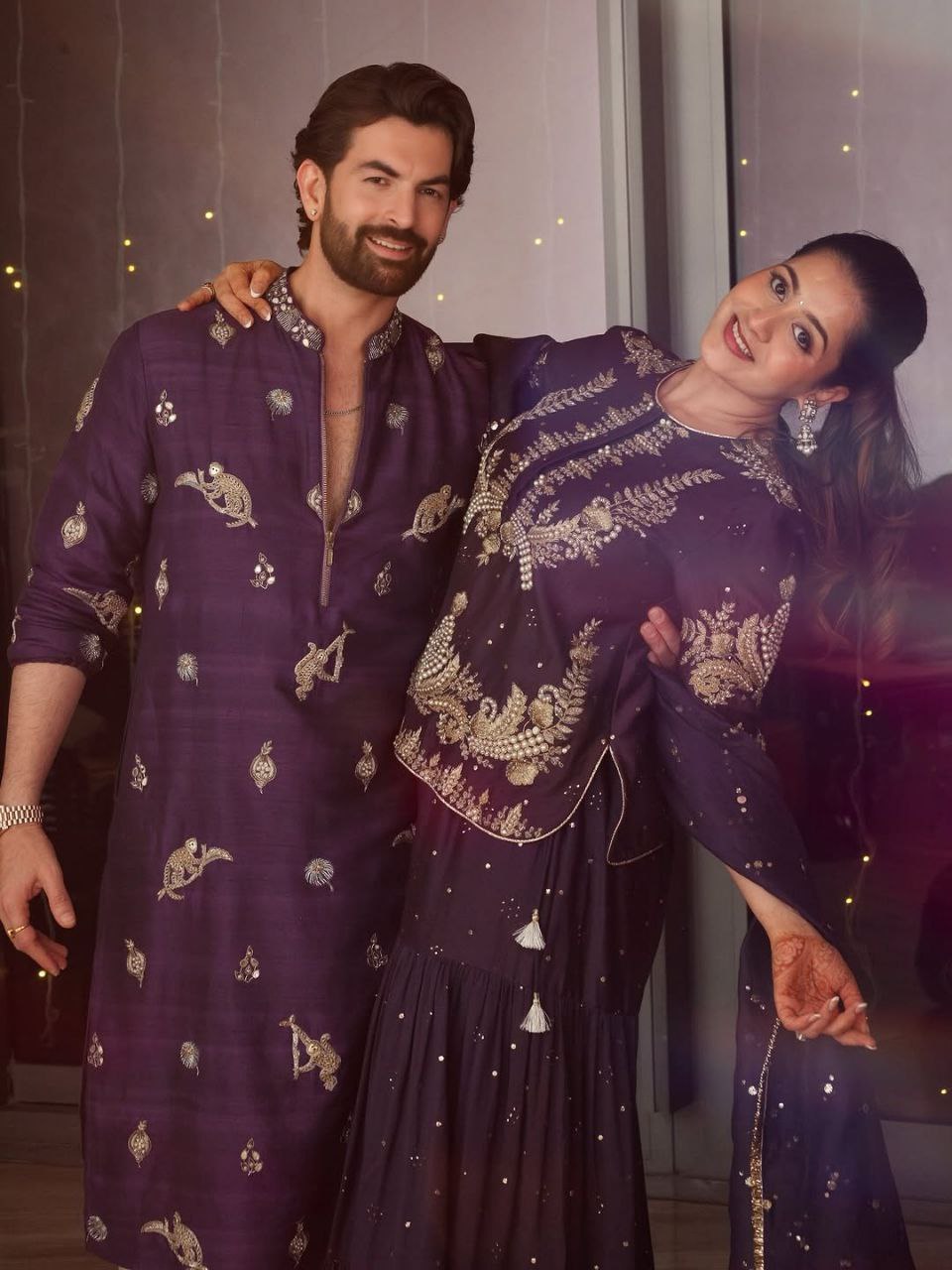 Regal Violet Heavy Embroidered Kurta Pajama.