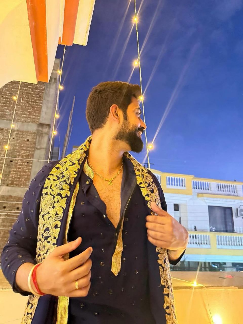 Gold Embroidered kurta set and Dupatt